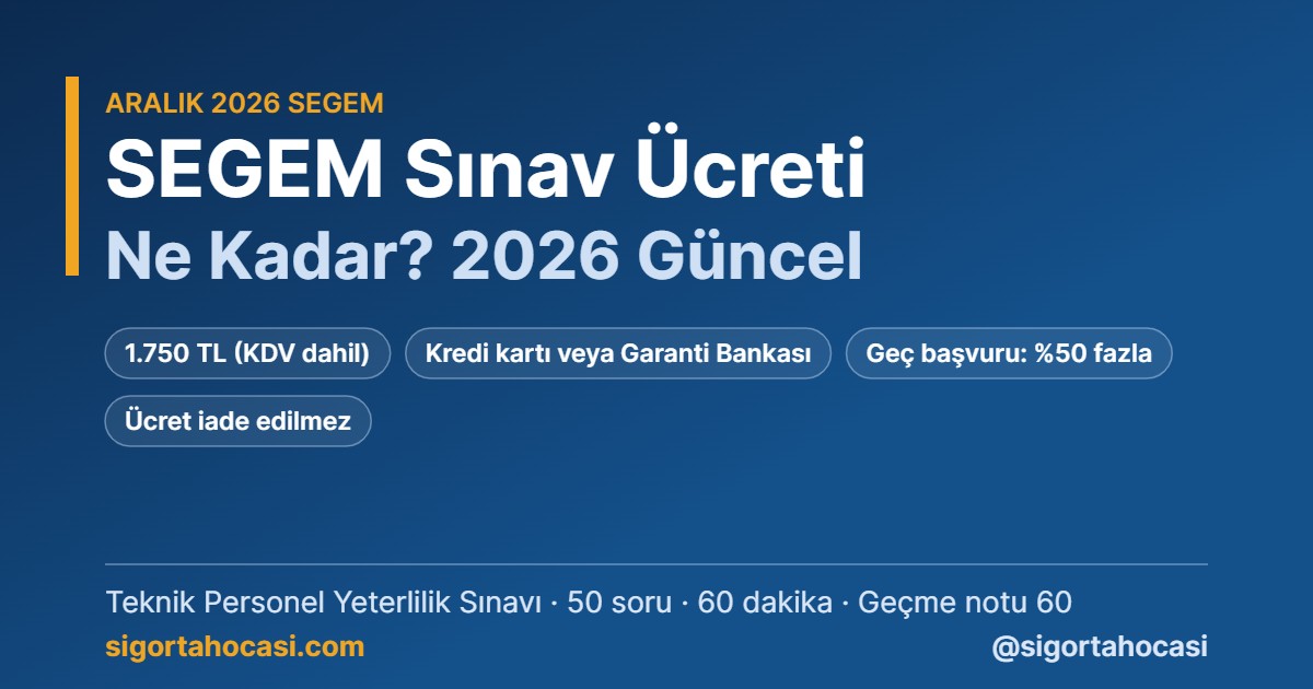 Aralık 2026 SEGEM sınav ücreti ne kadar - 1.750 TL Teknik Personel sınav ücreti