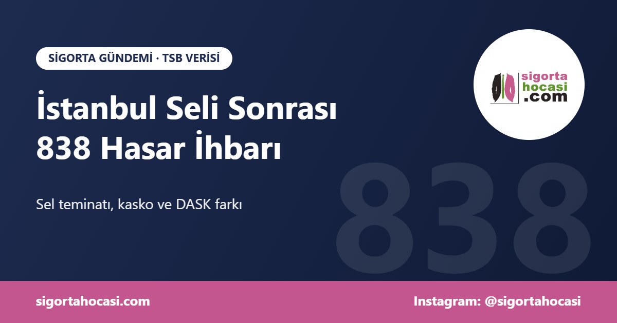 İstanbul seli sel hasar ihbarı sigorta - TSB verisi Ekim 2026