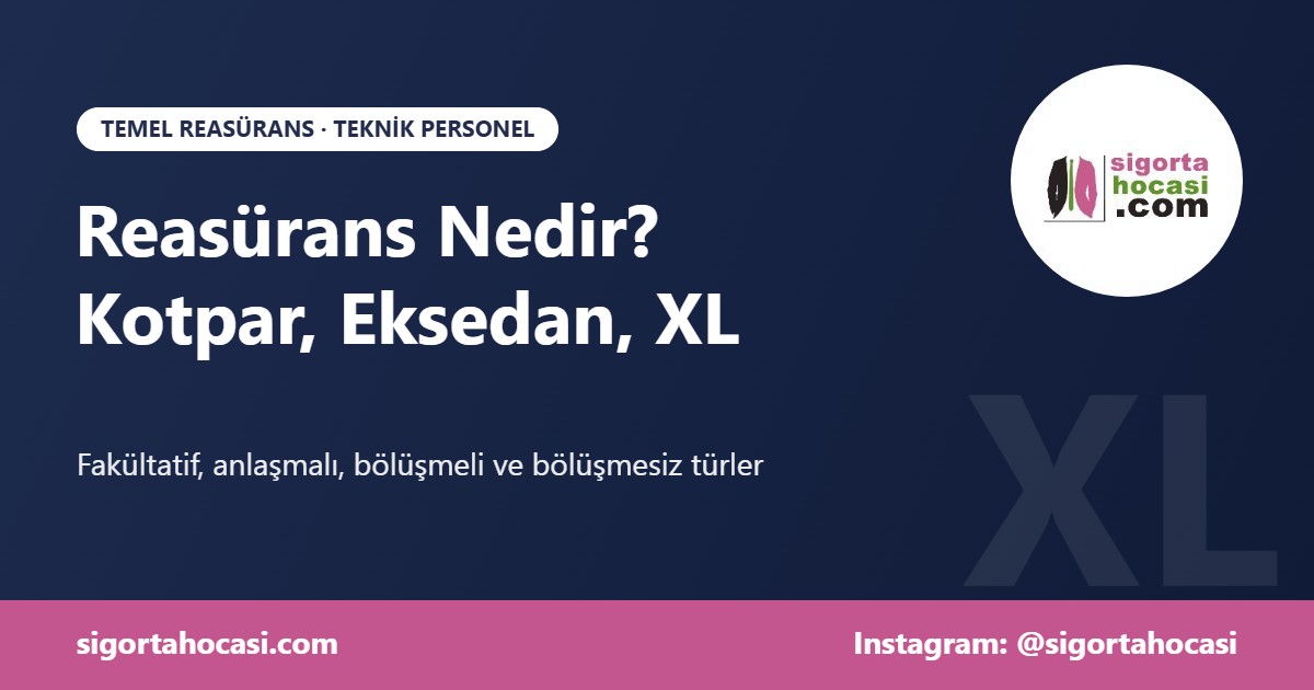 Reasürans nedir? Kotpar, eksedan ve hasar fazlası (XL) türleri