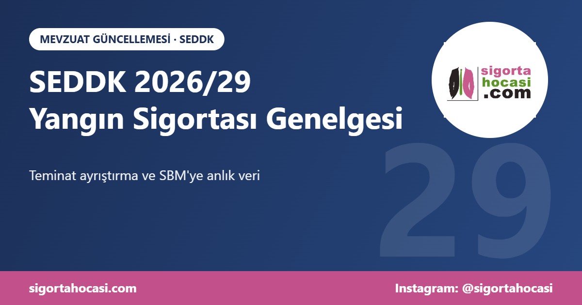 SEDDK 2026/29 yangın sigortası genelgesi