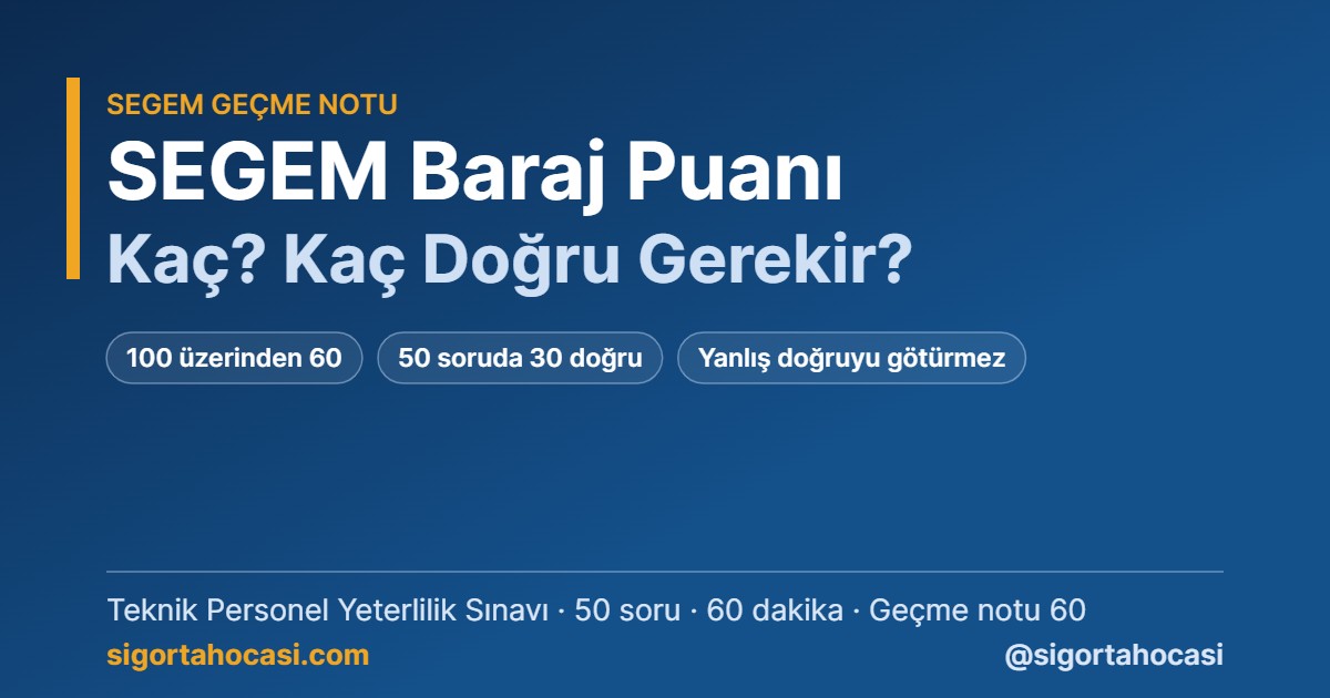 SEGEM baraj puanı kaç - Teknik Personel sınavında 100 üzerinden 60, 30 doğru