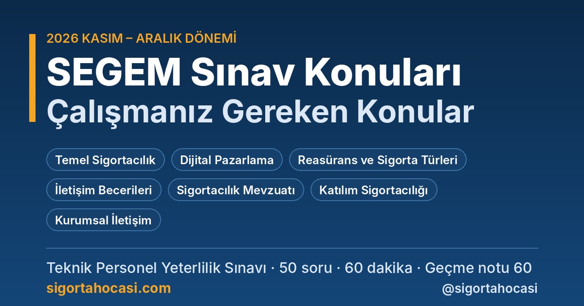 SEGEM sınav konuları 2026 - Teknik Personel Yeterlilik Sınavında çalışmanız gereken konular