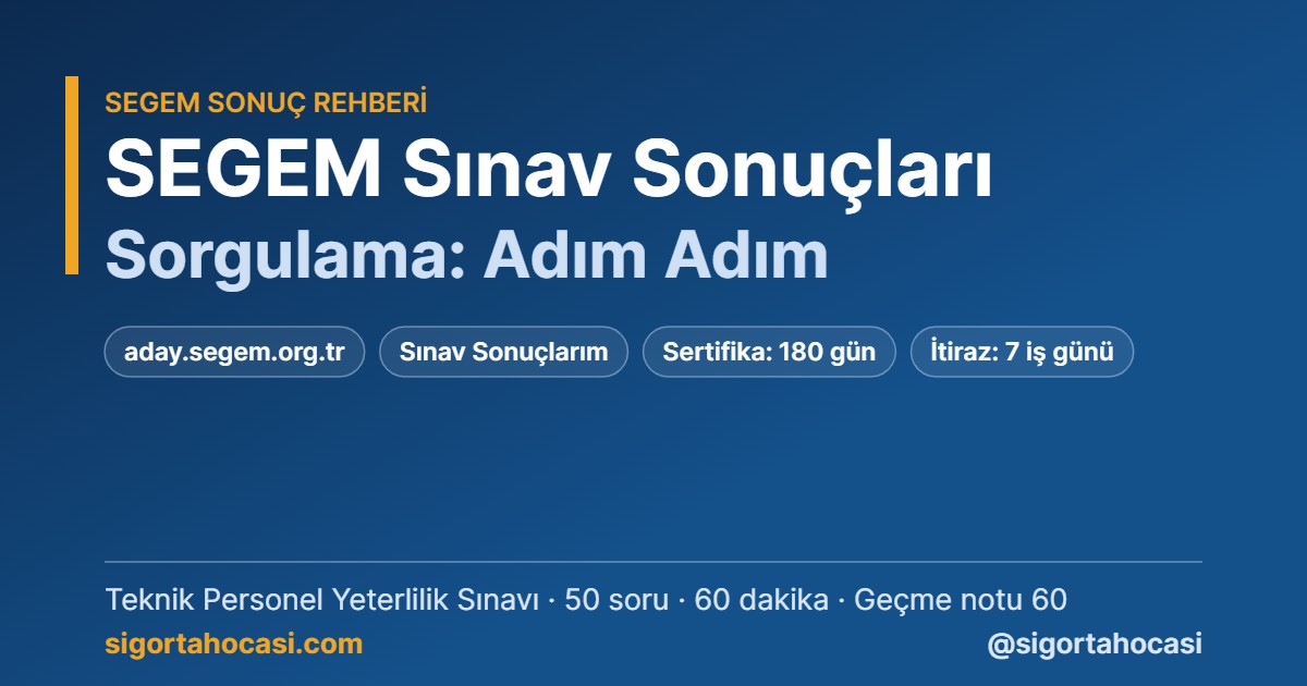 SEGEM sınav sonuçları sorgulama - aday.segem.org.tr sonuç ekranı rehberi