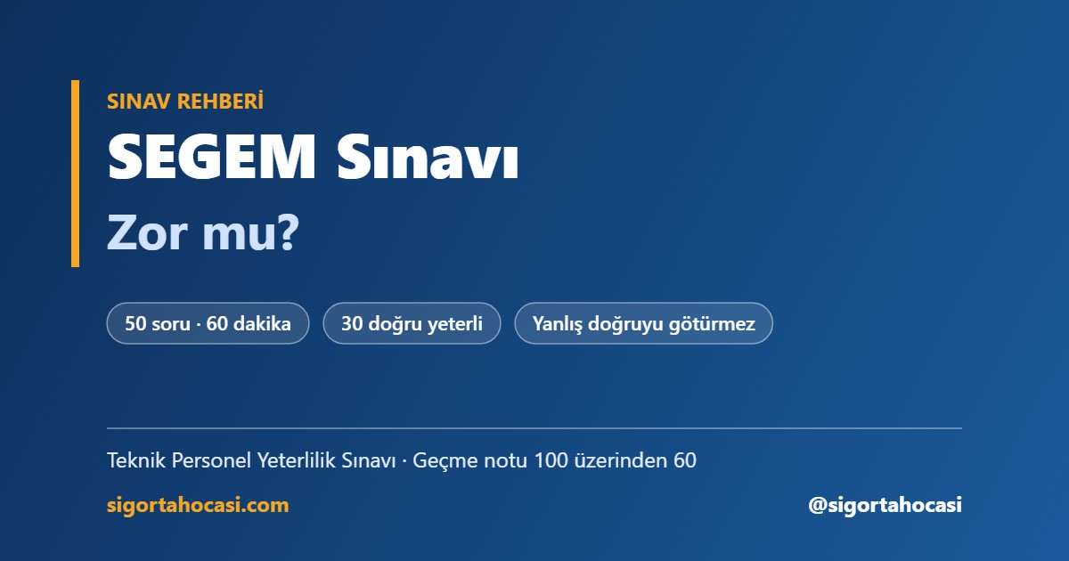 SEGEM sınavı zor mu - 50 soru, 60 dakika, geçme notu 60