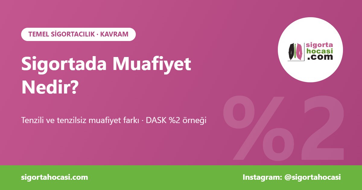 Sigortada muafiyet nedir - tenzili ve tenzilsiz muafiyet farkı